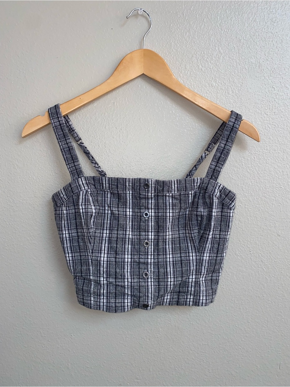 Hollister Plaid Button-Front Crop Top Size Small